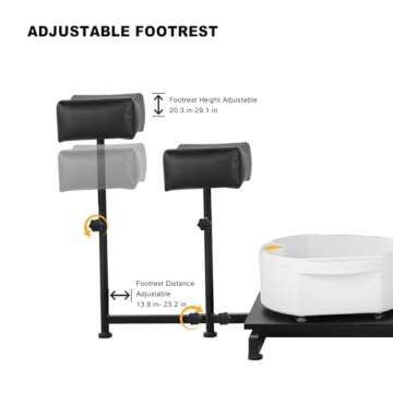 LUXMARS Pedicure Chair with Stool Massage Foot Bath Hydraulic Pedi Chair for Foot Bath Pedicure Chair 360° Rotation, Height Adjustable Pedicure Unit Station Black