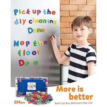 Coogam Magnetic Letters 234 Pcs, Uppercase Lowercase Foam Alphabet ABC Fridge Magnets, Educational Toy Set for Classroom Kids Learning Spelling with Magnetic Board and Storage Box