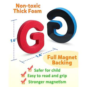 Coogam Magnetic Letters 234 Pcs, Uppercase Lowercase Foam Alphabet ABC Fridge Magnets, Educational Toy Set for Classroom Kids Learning Spelling with Magnetic Board and Storage Box