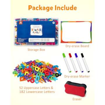 Coogam Magnetic Letters 234 Pcs, Uppercase Lowercase Foam Alphabet ABC Fridge Magnets, Educational Toy Set for Classroom Kids Learning Spelling with Magnetic Board and Storage Box