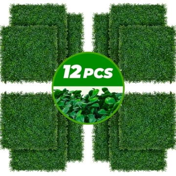 AMAGABELI GARDEN & HOME 12 PCS 20"x20" Artificial Boxwood Panels Grass Wall Privacy Screen Greenery ...