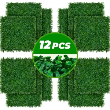 AMAGABELI GARDEN & HOME 12 PCS 20"x20" Artificial Boxwood Panels Grass Wall Privacy Screen Greenery ...
