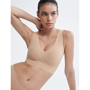 Calvin Klein Women’s Soft Invisibles V Neck Bra -bare, M