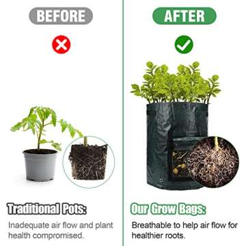 ANPHSIN 4 Pack 10 Gallon Garden Potato Grow Bags with Flap and Handles Aeration Fabric Pots Heavy Duty Vegetable Planter Bag for Tomato, Fruits
