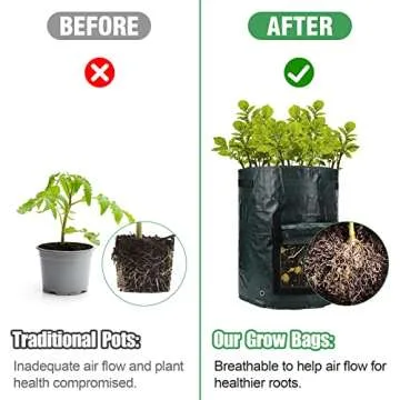 ANPHSIN 4 Pack 10 Gallon Garden Potato Grow Bags with Flap and Handles Aeration Fabric Pots Heavy Duty Vegetable Planter Bag for Tomato, Fruits