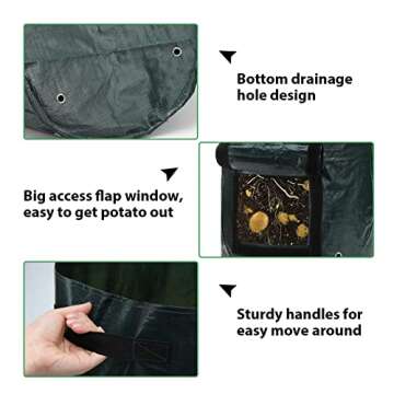 ANPHSIN 4 Pack 10 Gallon Garden Potato Grow Bags with Flap and Handles Aeration Fabric Pots Heavy Duty Vegetable Planter Bag for Tomato, Fruits
