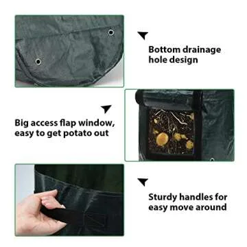 ANPHSIN 4 Pack 10 Gallon Garden Potato Grow Bags with Flap and Handles Aeration Fabric Pots Heavy Duty Vegetable Planter Bag for Tomato, Fruits