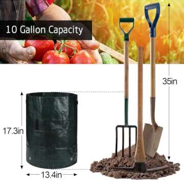ANPHSIN 4 Pack 10 Gallon Garden Potato Grow Bags with Flap and Handles Aeration Fabric Pots Heavy Duty Vegetable Planter Bag for Tomato, Fruits