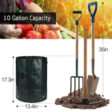 ANPHSIN 4 Pack 10 Gallon Garden Potato Grow Bags with Flap and Handles Aeration Fabric Pots Heavy Duty Vegetable Planter Bag for Tomato, Fruits