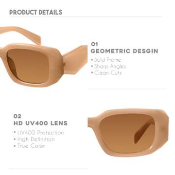 Mosanana Women's Retro Sunglasses, Beige, 100% UV Protection
