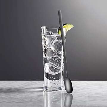 YFWOOD 9.1-Inch Long Handle Stainless Steel Iced Tea Spoons - Set of 6