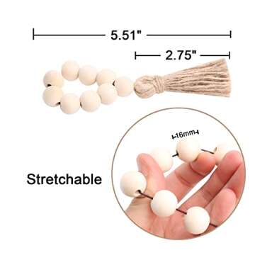 AEKAO Set of 12 Wood Bead Napkin Rings with Jute Rope Tassels for Christmas Farmhouse Wedding Home D...