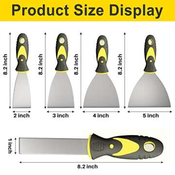 Rerdeim 5Pcs Putty Knife, Set, 1" 2" 3" 4" 5" Scraper, Spackle Knife, Paint Scraper, Scraper Tool, N...