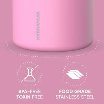 Hydrapeak 25oz Stainless Steel Vacuum Insulated Thermos Food Jar | Thermos for Hot Food and Cold Food, Wide Mouth Leak-Proof Soup Thermos for Adults, 10 Hours Hot and 16 Hours Cold (Pink)
