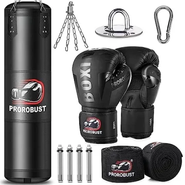 Prorobust Punching Bag for Adults, 4ft Oxford Heavy Boxing Bag Set with 12oz Gloves for MMA Kickboxi...