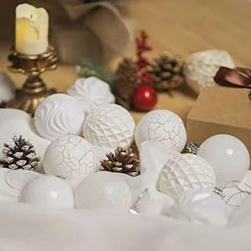 Christmas Balls Ornaments,Plastic Christmas Ornaments Balls,White Shatterproof Decorations Balls for Xmas Trees of 24 pcs