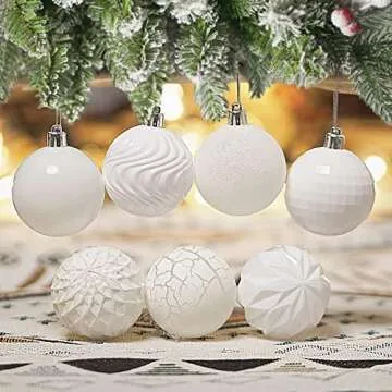 Christmas Balls Ornaments,Plastic Christmas Ornaments Balls,White Shatterproof Decorations Balls for Xmas Trees of 24 pcs