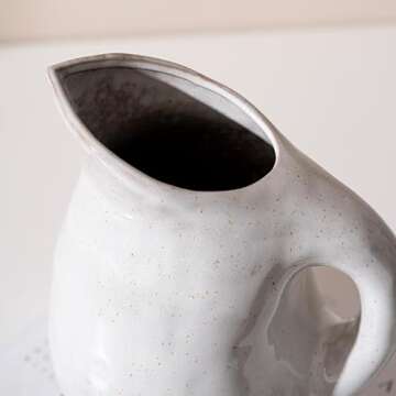 Vintage Ceramic Pitcher, Stain Resistant Stoneware Pitcher Vase with Handle Flower Vase Pitcher for Home Decoration Gift for Mom Housewarming