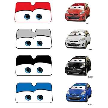 IDS Home Cartoon Eyes Front Auto Car Windshield Sun Shade, Car Sun Visor for Sun Heat Protection, Fashion Style,Damage Free, Easy to Use,Car Interior Accessories for Sun Heat - Gray
