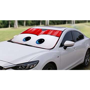 IDS Home Cartoon Eyes Front Auto Car Windshield Sun Shade, Car Sun Visor for Sun Heat Protection, Fashion Style,Damage Free, Easy to Use,Car Interior Accessories for Sun Heat - Gray