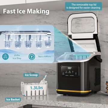 Fast Self-Cleaning Bullet Ice Maker for Home & Camping