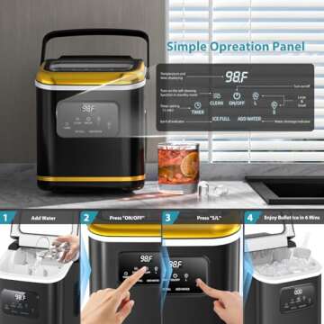Fast Self-Cleaning Bullet Ice Maker for Home & Camping