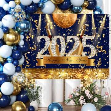 MEHOFOND 7x5ft Happy New Year Backdrop for Parties