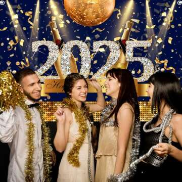 MEHOFOND 7x5ft Happy New Year Backdrop for Parties