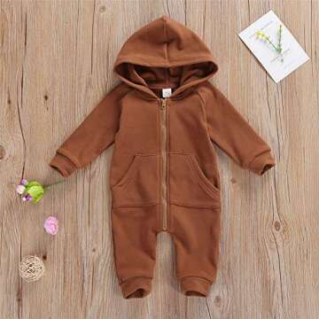 FYBITBO Infant Baby Boys Girls Clothing Zipper Hooded Jumpsuit Romper Long Sleeve Onesie Fall Winter...