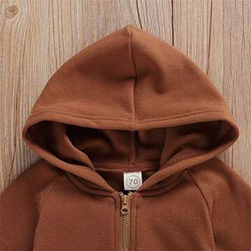 FYBITBO Infant Baby Boys Girls Clothing Zipper Hooded Jumpsuit Romper Long Sleeve Onesie Fall Winter Outfit Warm Clothes (A Coffee,0-3 Months)