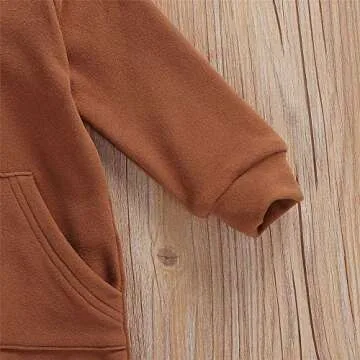 FYBITBO Infant Baby Boys Girls Clothing Zipper Hooded Jumpsuit Romper Long Sleeve Onesie Fall Winter Outfit Warm Clothes (A Coffee,0-3 Months)
