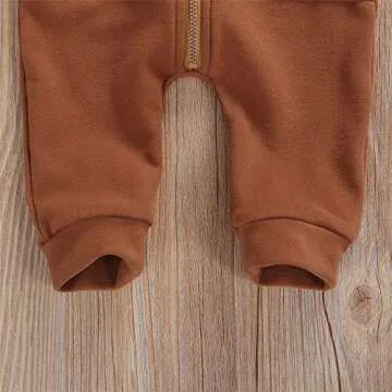 FYBITBO Infant Baby Boys Girls Clothing Zipper Hooded Jumpsuit Romper Long Sleeve Onesie Fall Winter Outfit Warm Clothes (A Coffee,0-3 Months)