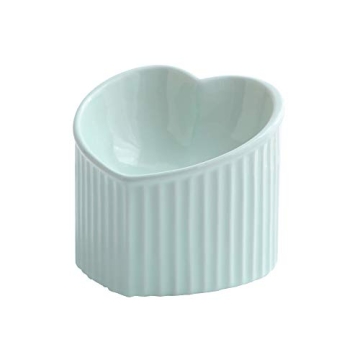 Adorable Green Ceramic Raised Cat Bowls for Healthy Eating, Dishwasher & Microwave Safe