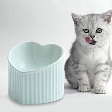Green Ceramic Raised Cat Bowls for Comfortable Eating