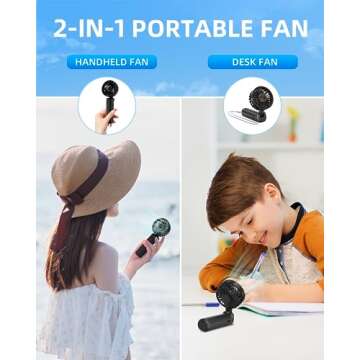 Hssio Portable Handheld Fan, Mini Desk Fan Foldable 2000mAh, 180° Ratotion, 3 Speeds, Ultra Quite, ...