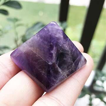 Fekuar Natural Amethyst Stone Pyramid Orgone, Healing Crystal Point Positive Energy Generator Chakra Balancing Reiki