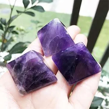 Fekuar Natural Amethyst Stone Pyramid Orgone, Healing Crystal Point Positive Energy Generator Chakra Balancing Reiki