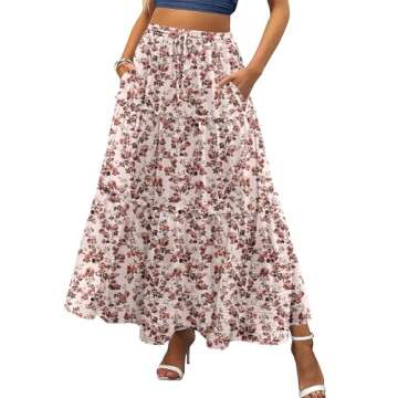 Stylish Zeagoo Womens Boho Beach Maxi Skirt with Pockets