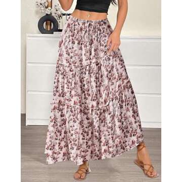 Stylish Zeagoo Womens Boho Beach Maxi Skirt with Pockets