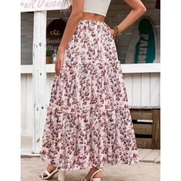 Stylish Zeagoo Womens Boho Beach Maxi Skirt with Pockets