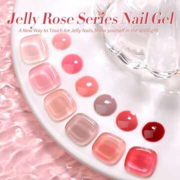 Born Pretty Jelly Nude Pink Gel Nail Polish Set Sheer Clear Crystal Translucent Gel Nail Polish Kit 6PCS 10ML