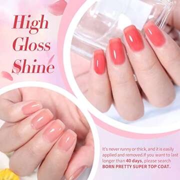Born Pretty Jelly Nude Pink Gel Nail Polish Set Sheer Clear Crystal Translucent Gel Nail Polish Kit 6PCS 10ML