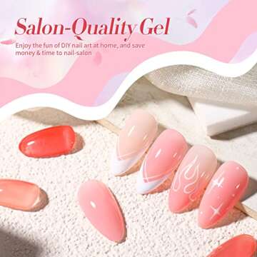 Born Pretty Jelly Nude Pink Gel Nail Polish Set Sheer Clear Crystal Translucent Gel Nail Polish Kit 6PCS 10ML