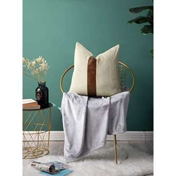 Merrycolor Farmhouse Decorative Throw Pillow Covers 18x18 inch Set of 2 Faux Leather Accent Pillow Boho Modern Decor Pillow Case for Couch (Brown)