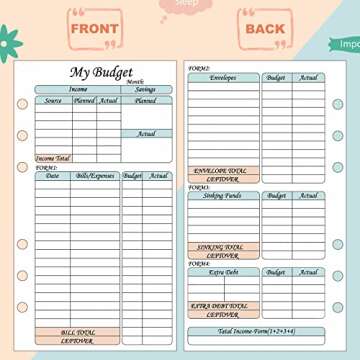 164 Sheets Classic A6 Budget System Planner Refills for Organizing
