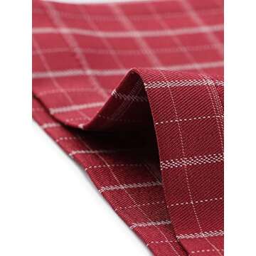 Allegra K Women's Plaid Pants Elastic Waist Casual Work Office Long Trousers X-Large Red