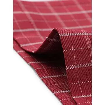 Allegra K Women's Plaid Pants Elastic Waist Casual Work Office Long Trousers X-Large Red