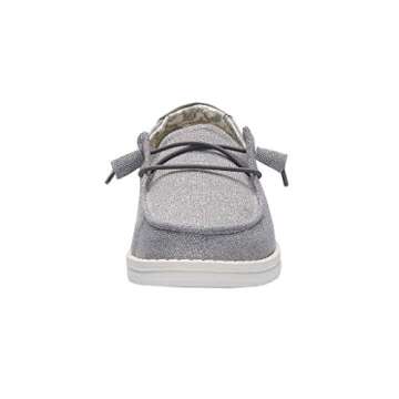 Hey Dude Women's Wendy Stretch Sparkling Grey Size 6 | Women’s Shoes | Women’s Lace Up Loafers | Comfortable & Light-Weight