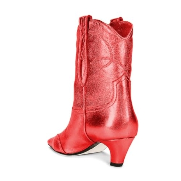 FSJ Women Square Toe Kitten Heel Boots Comfortable Stylish