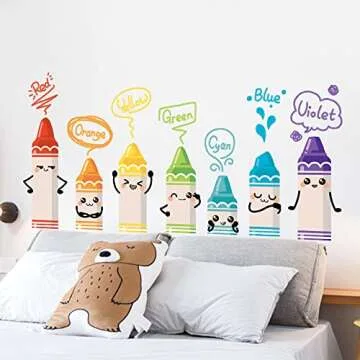 Vibrant Crayon Color Wall Decals for Fun Kids Decor